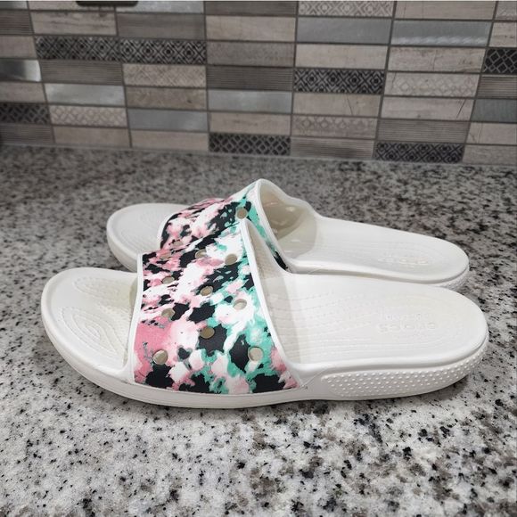 Crocs women's floral‎ slides sandals flip flops size 9 - Picture 4 of 5